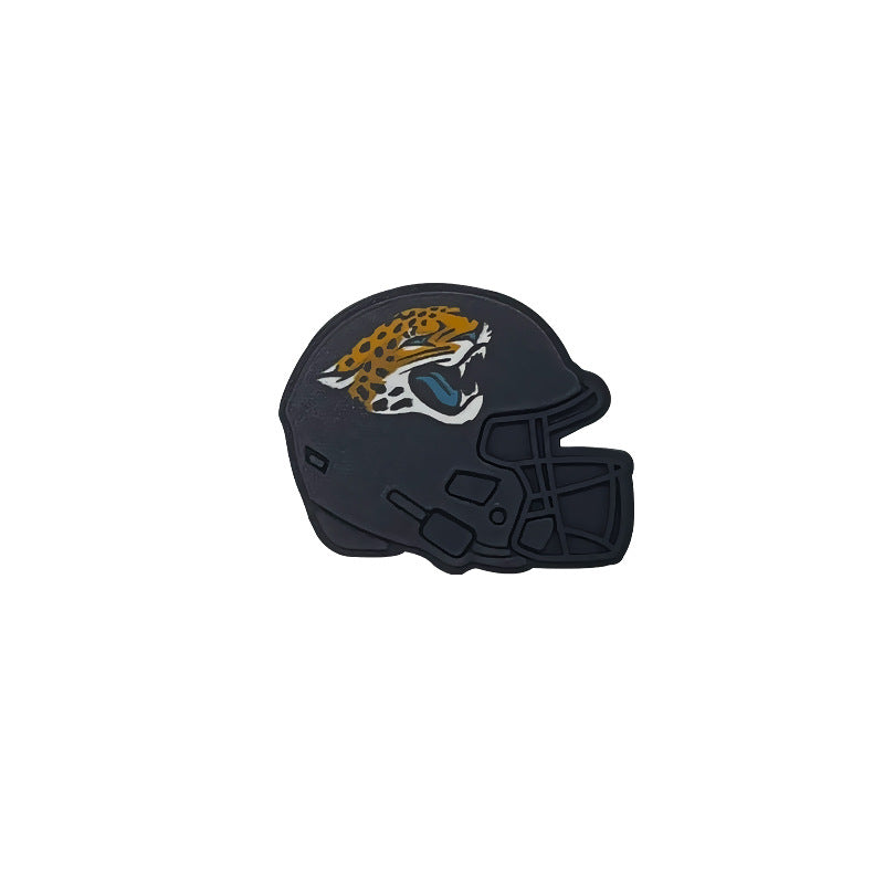 20pcs Silicone Focal Beads Football Helmet Printed Design 13