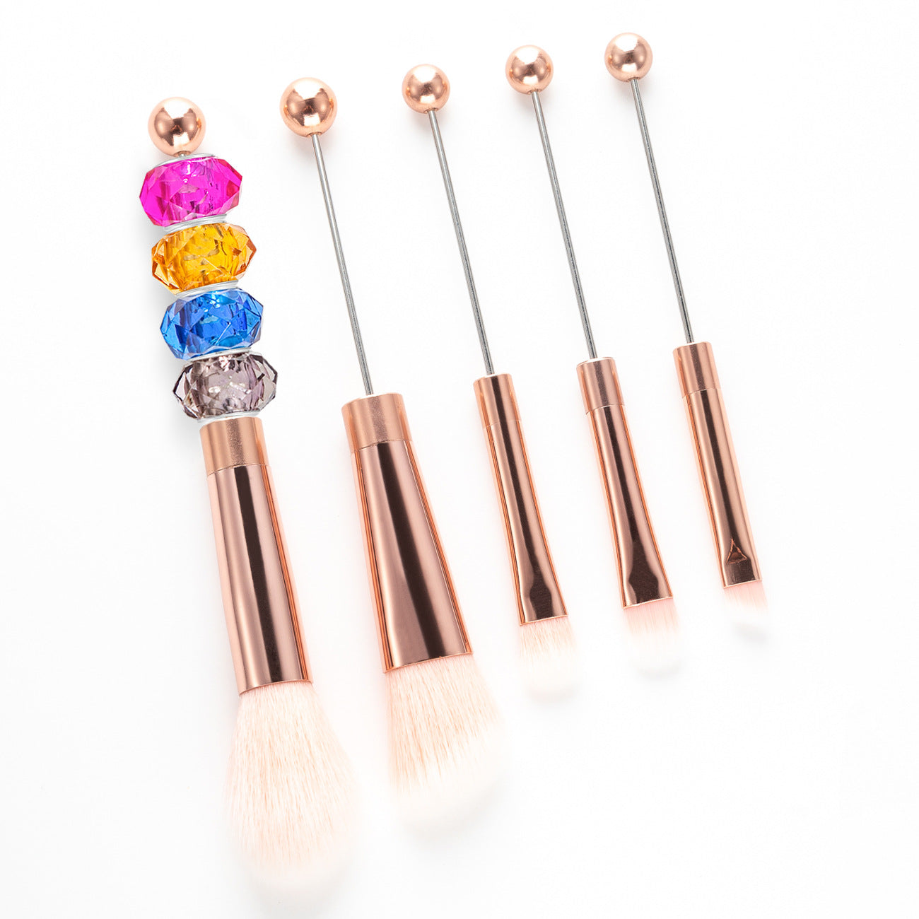 5pcs Beadable Makeup Brush Set Metal DIY Craft Supplies 2