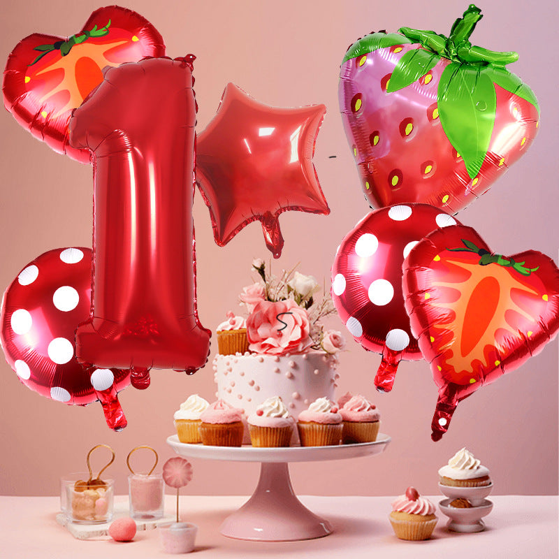 Strawberry Foil Balloon Set Party Decoration 32 Inch 3