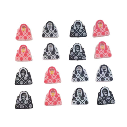 20Pcs Silicone Focal Beads Designer Handbag Pattern with Floral Detail