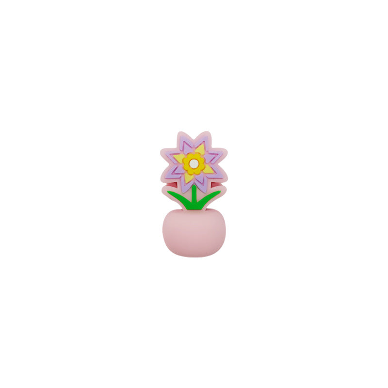 20Pcs Silicone 3D Focal Beads Colorful Potted Plant Flower Design 13