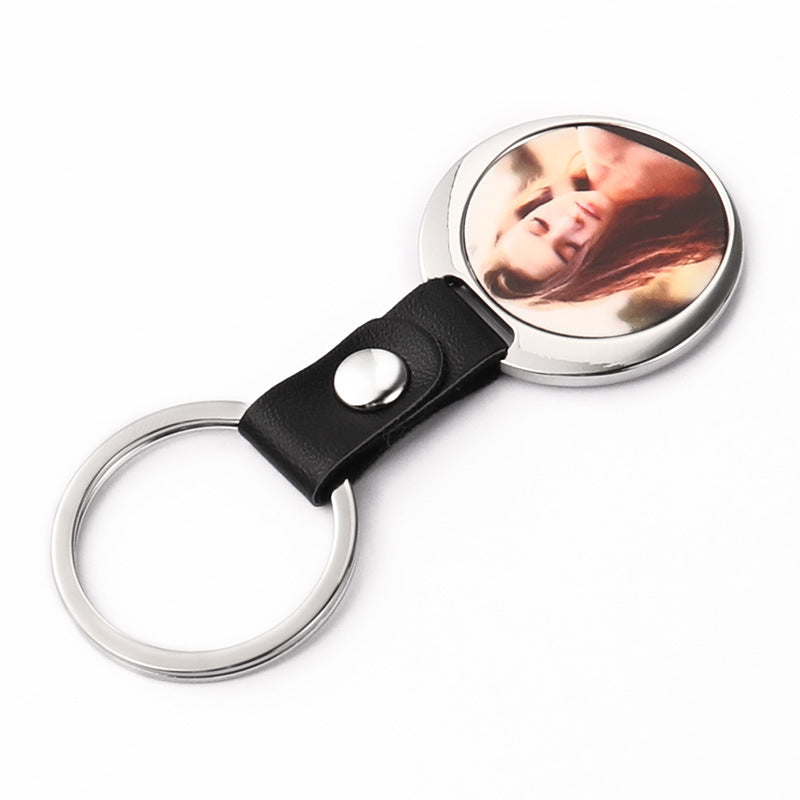 Blank Photo Frame Leather Keychain Zinc Alloy Material 5