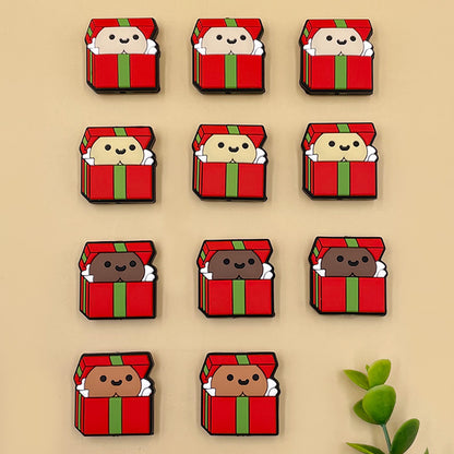 20pcs Silicone Focal Beads Christmas Gift Box Cartoon Design 3