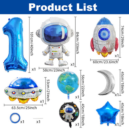 Space Theme Astronaut Rocket Spaceship Foil Balloon Set 2