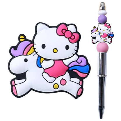 20pcs Silicone Focal Beads Unicorn Cat Happy Birthday Spoiled Dog Poultry 5