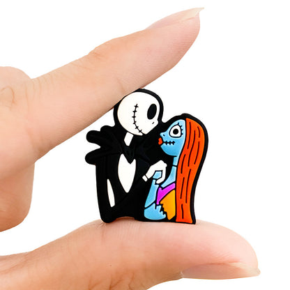 20pcs Silicone Focal Beads Blue Skeleton Couple Holding Hands 5