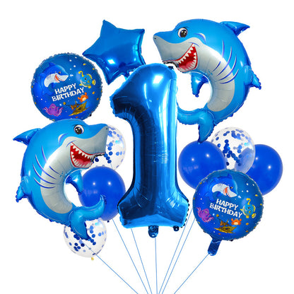 Ocean Shark Foil Balloon Set Kids Birthday Party Decoration 3
