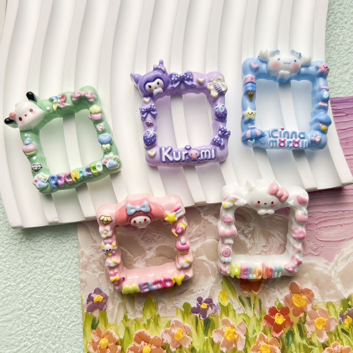 10Pcs Cute Photo Frame Acrylic Beads Bright Sanrio DIY Craft 3
