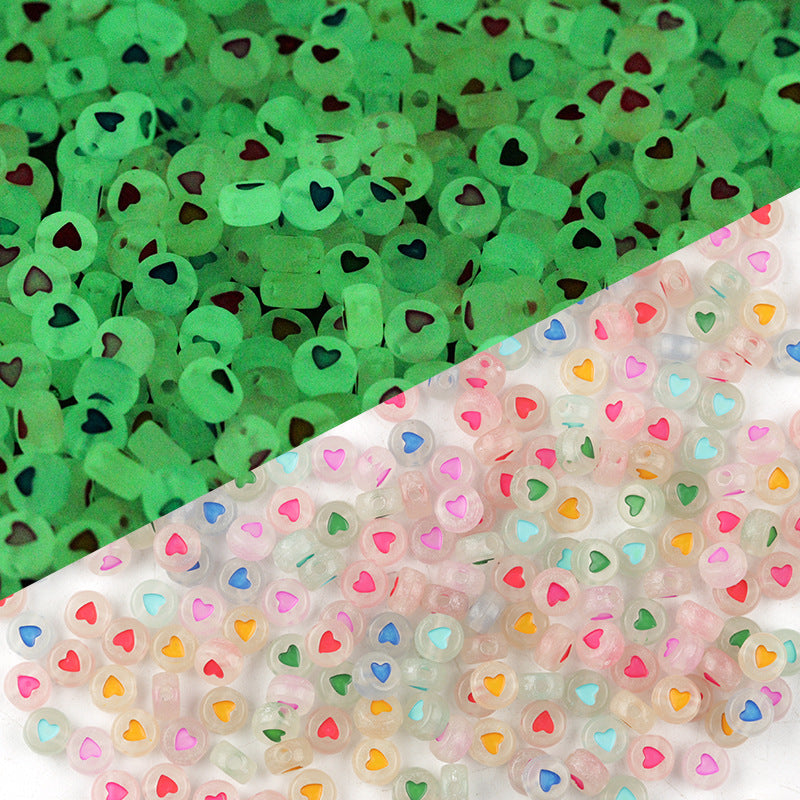 100 Pack Glow In The Dark Flat Round Letter Heart Acrylic Beads Bracelet Accessories 7