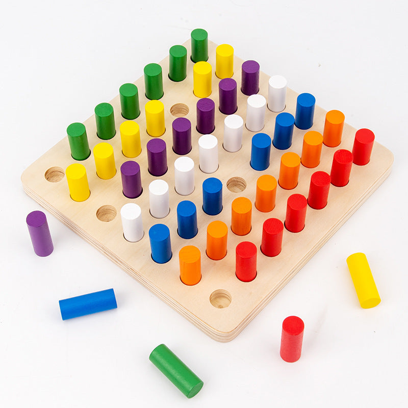 Wooden Montessori Toys Color Sorting Building Blocks 21x21cm 3