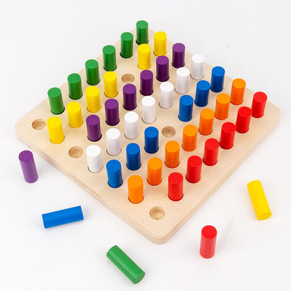 Wooden Montessori Toys Color Sorting Building Blocks 21x21cm 3