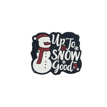 Silicone Focal Beads Christmas Snowman Elk with Printed Festive Text 9