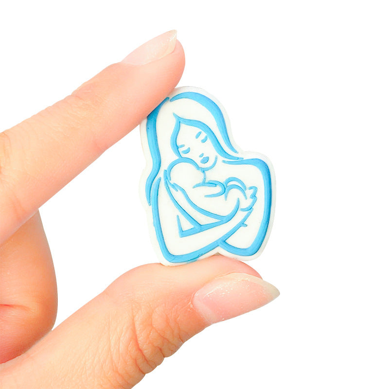 20pcs Silicone Focal Beads Mom and Baby Outline Design 3