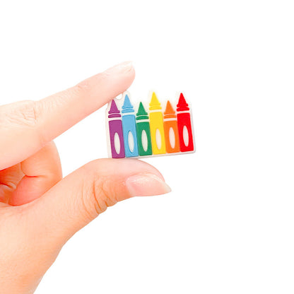 20pcs Silicone Focal Beads Crayon Row with Multicolor Design 3