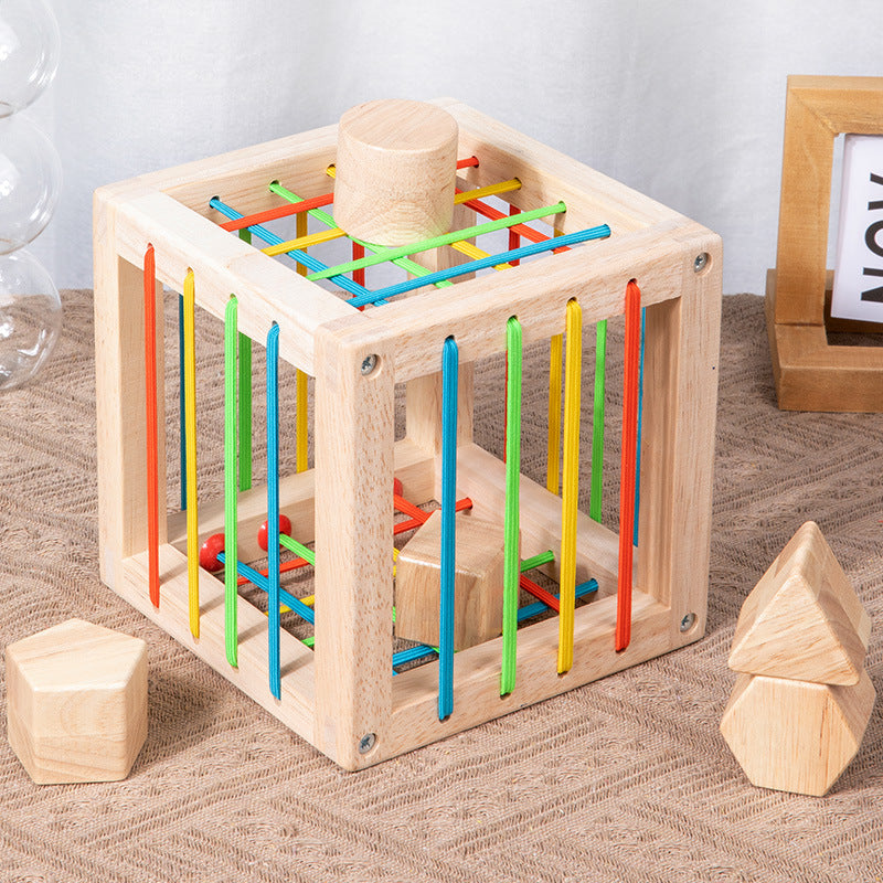 Wooden Montessori Toys Rainbow Sensory Training Cube 15.5cm 4