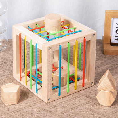 Wooden Montessori Toys Rainbow Sensory Training Cube 15.5cm 4