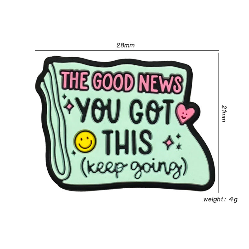 20Pcs Silicone Focal Beads The Good News Message with Printed Text 2