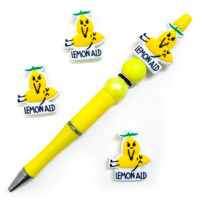 Silicone Focal Beads Lemon Fruit With Printed Text Lemon Aid 4