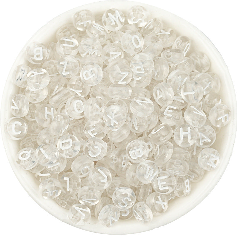 100pcs Letter Acrylic Beads Transparent Candy Color DIY Bracelet Making 18