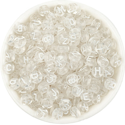 100pcs Letter Acrylic Beads Transparent Candy Color DIY Bracelet Making 18