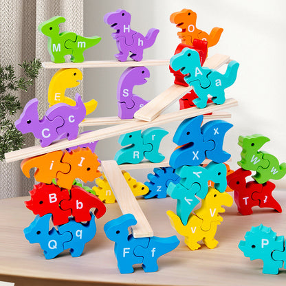 Wooden Dinosaur Alphabet Number Pairing Montessori Toys 2