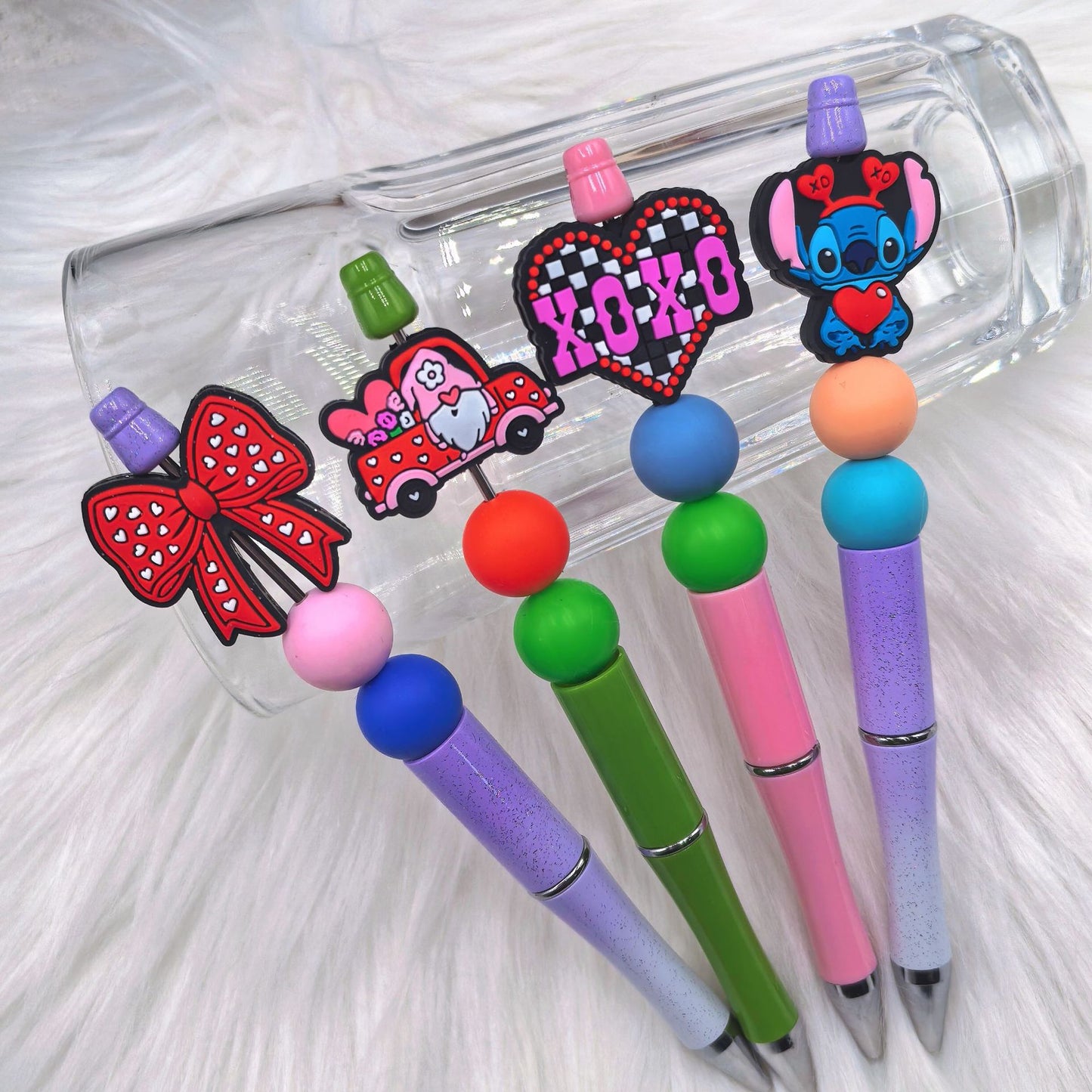 20Pcs Silicone Focal Beads Valentine Butterfly Stitch Design