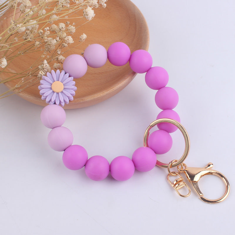 Daisy Rose Silicone Bead Wristlet Keychain 8