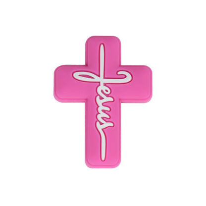20pcs Silicone Focal Beads Jesus Cross Printed Text Design 6
