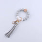 Octagonal Silicone Bead Wristlet Keychain with Tassel Charm 6