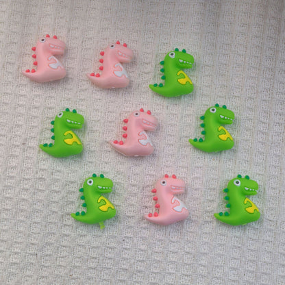20Pcs Silicone 3D Focal Beads Dinosaur Three Color Cute Design 4