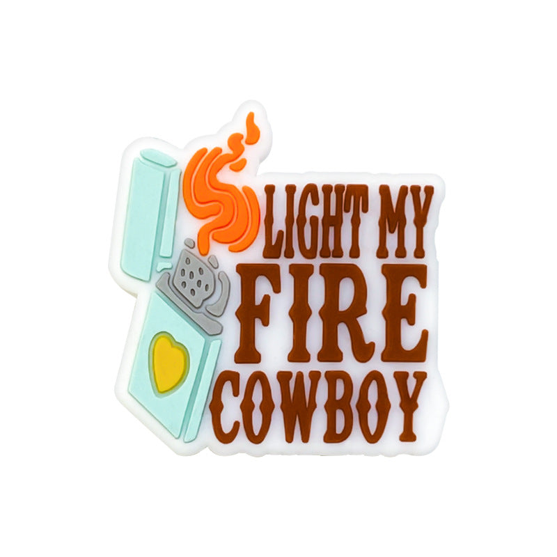 20Pcs Silicone Focal Beads Cartoon Lighter With Printed Text 6