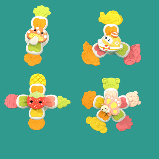Cartoon Suction Cup Spinner Bath Toys Set of 4 for Babies