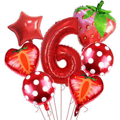 Strawberry Foil Balloon Set Party Decoration 32 Inch 10