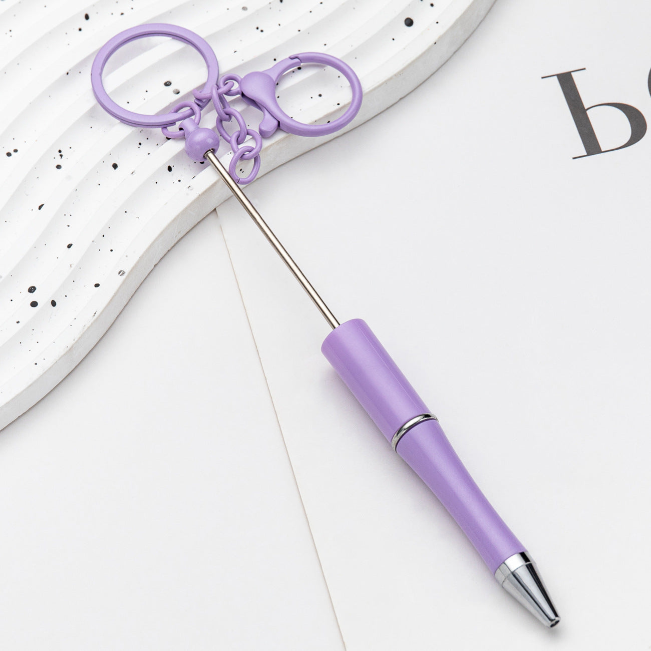 DIY Portable Keychain Beadable Ballpoint Pen Metal Plastic 21.5cm 18