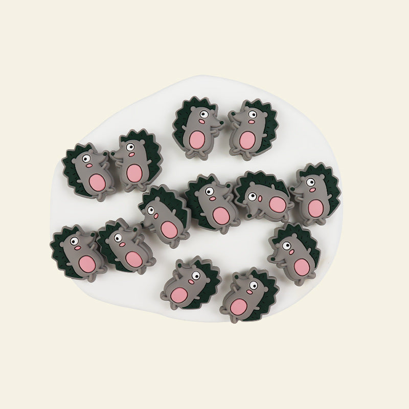 Silicone Focal Beads Cartoon Hedgehog Side Profile Design 7
