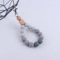 Contrast Wood Octagonal Silicone Bead Wristlet Keychain 13