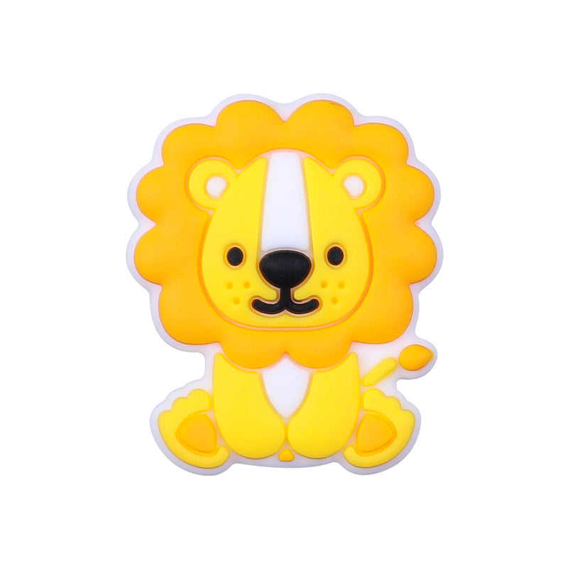20pcs Silicone Focal Beads Animal Lion Tiger Elephant Monkey Zebra Giraffe Sitting Pose 6