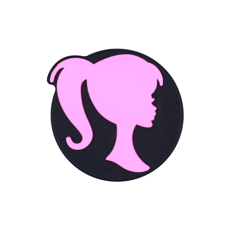 20pcs Silicone Focal Beads Girl Silhouette Round Shape
