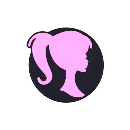 20pcs Silicone Focal Beads Girl Silhouette Round Shape