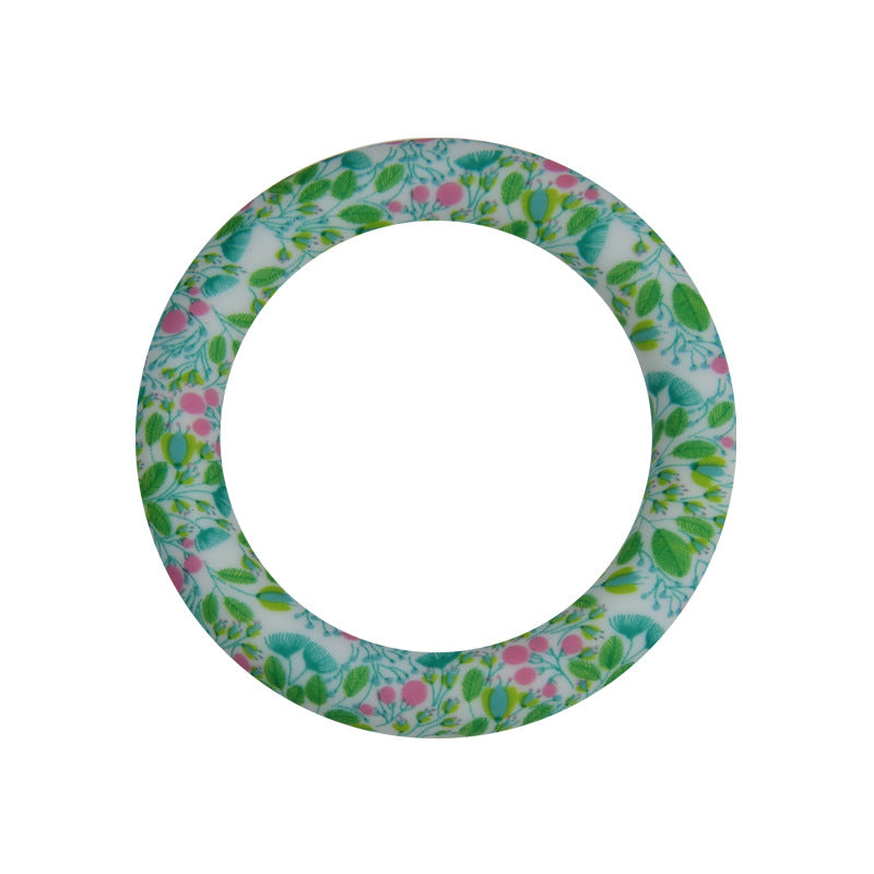 65mm Printed Silicone Beads Rings Multi Color Design 15