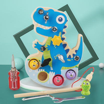 Wooden Dinosaur Busy Board Montessori Toys for Toddlers 2