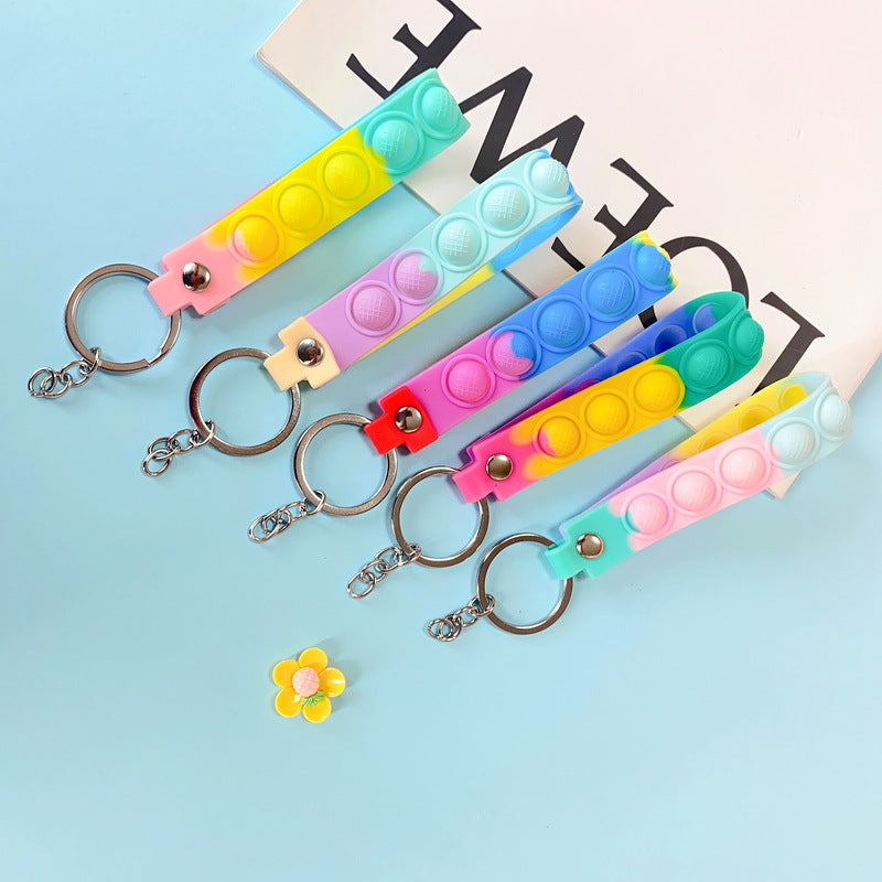 PVC Soft Rubber Bubble Wristband Keychain Novelty Toy