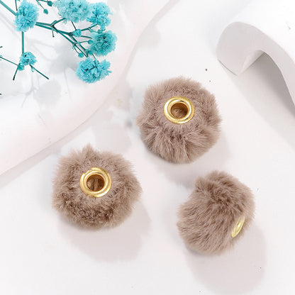 50pcs 20mm Fuzzy Abacus Large Hole Spacer Beads Imitation Rabbit Hair 17