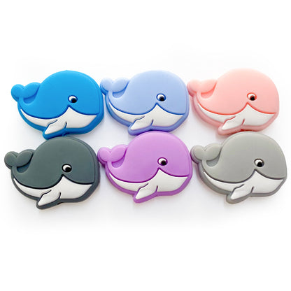 20pcs Silicone Focal Beads Whale Side Profile Design 2