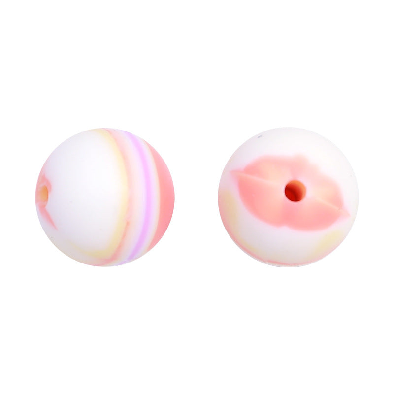 20pcs 15mm Candy Color Tie Dye Silicone Beads Multi Color 14
