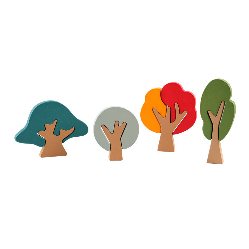 Wooden Building Blocks Forest Trees Montessori Toys 5