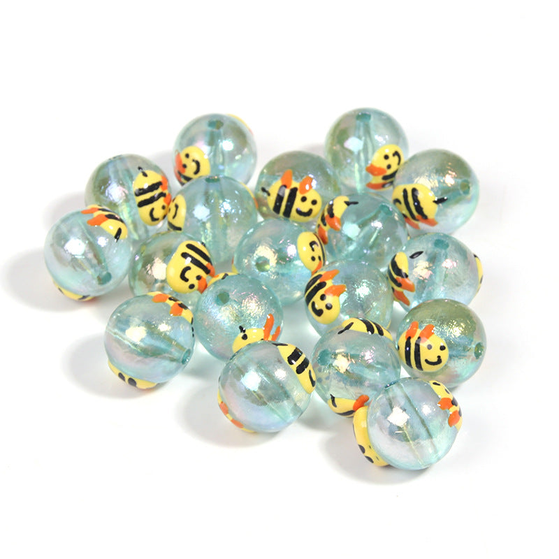10pcs 16mm Bee Duck Acrylic Beads Transparent DIY Bracelet Making 8