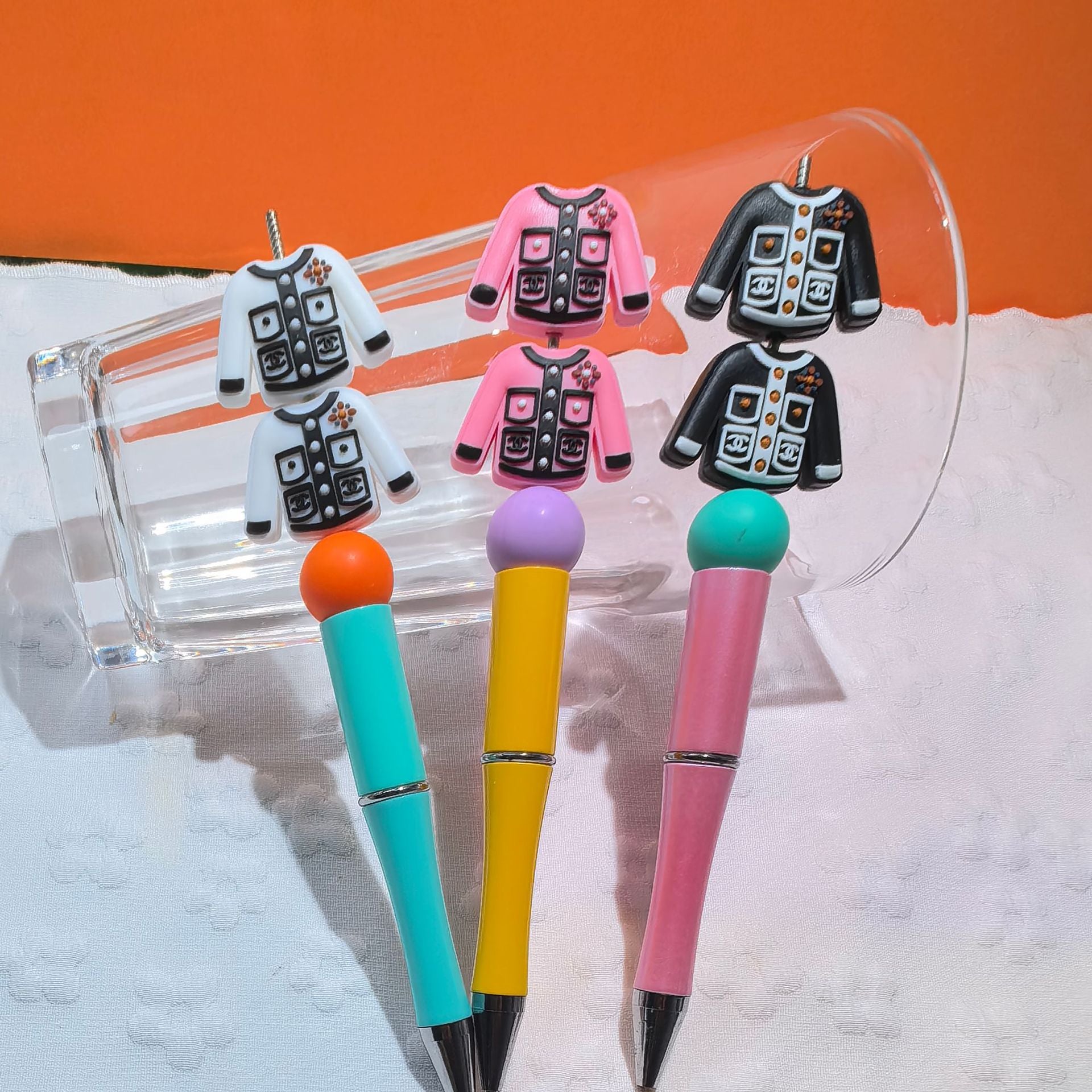 20pcs Silicone Focal Beads Jacket with Pocket and Button Detail