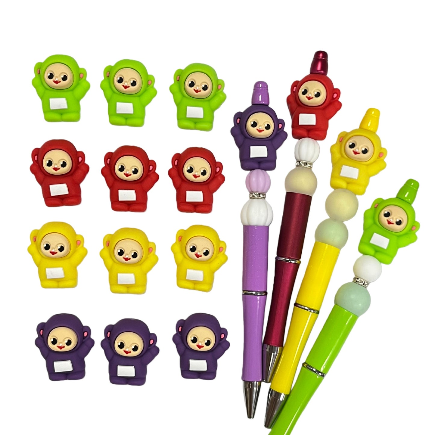 20Pcs Silicone 3D Focal Beads Cartoon Cute Antenna Baby Front Facing 5