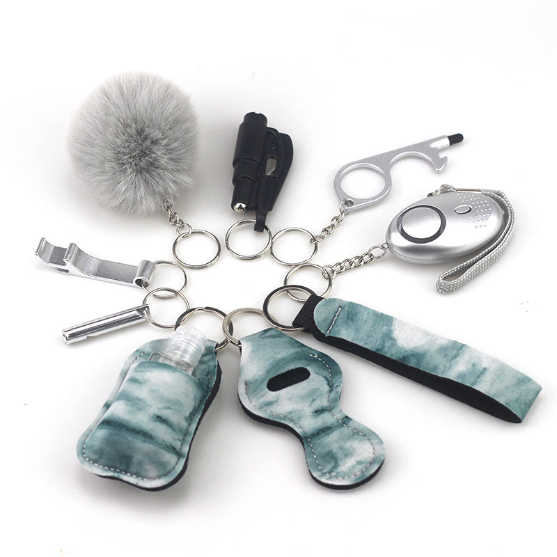Outdoor Self Defense Alarm Whistle Pompom Keychain 10 Pack 5